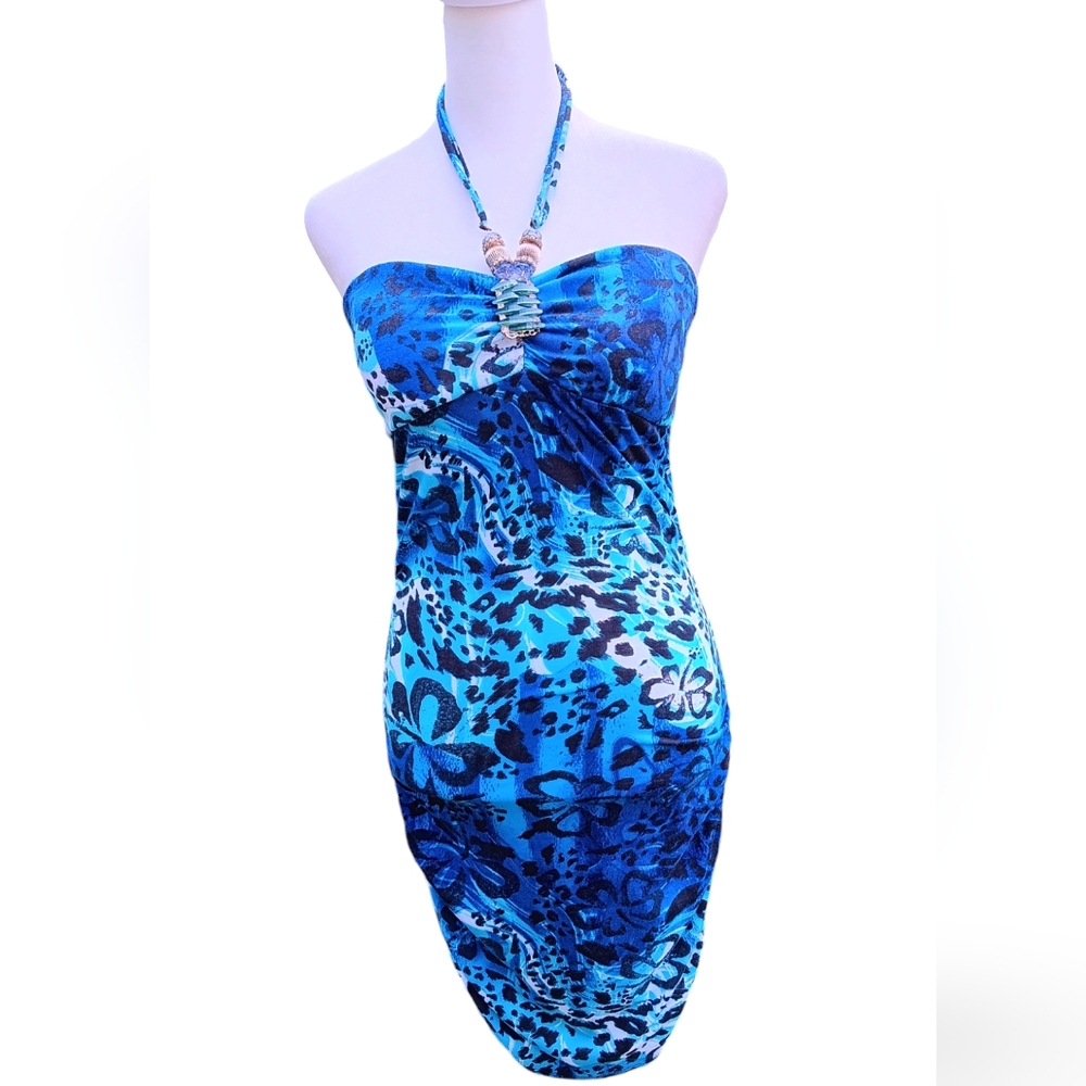 Blue leopard sundress. -- size M